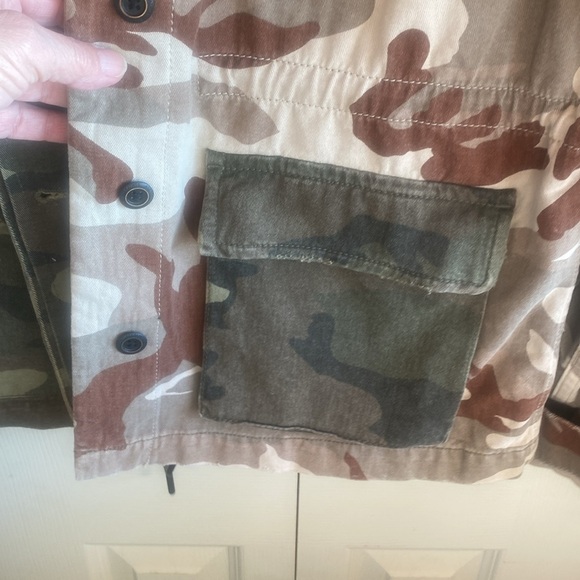 AllSaints NWT Finch Camo Button Close 100% Cotton Jacket Size US 10 - Picture 11 of 14